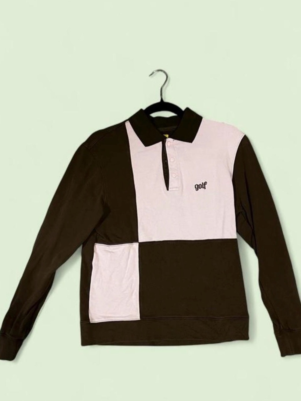 Golf Brown & Pink Colorblock Polo Sweatshirt
